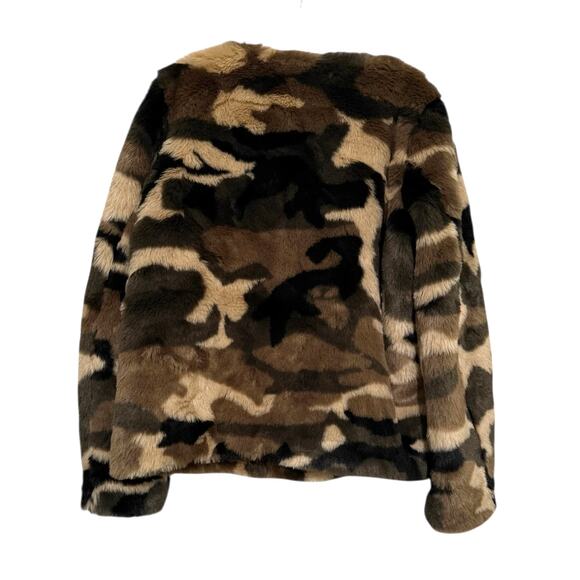 Band of Gypsies XS Faux Fur Camo Jacket Women's Green Multi Army MSRP $119 - Picture 12 of 12